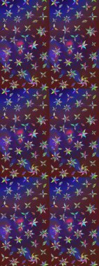 Raster illüstrasyonundaki çiçek desenli çizim. Mor ve mor renkte çiçekler.