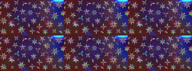 Raster illüstrasyonu. Yumuşak, yaz çiçekleri mor ve mor renkte. Küçük çiçekteki sevimli çiçek deseni. Raster deseni.