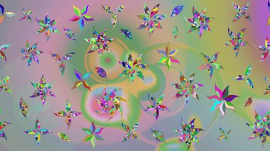 Çiçek buketleriyle klasik bir eskiz şekli. Tarafsız ve yeşil renklerde. Raster illüstrasyonu.