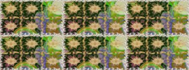 Çiçek deseni. Duvar kâğıdı barok, İspanyol kumaşı. Kusursuz raster arka plan. Kahverengi ve bej renklerde altın elementler. Şekil grafik deseni.