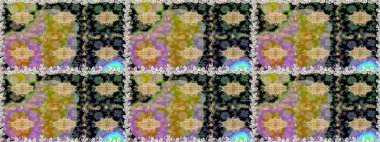 Çiçek deseni. Duvar kâğıdı barok, İspanyol kumaşı. Kusursuz raster arka plan. Kahverengi ve bej renklerde altın elementler. Şekil grafik deseni.