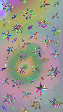 Halk tarzı. Moda baskıları için zarif bir şablon. Modern çiçek arkaplanı. Rengarenk çiçekleri ve yaprakları tarafsız ve yeşil renklerde olan inanılmaz bir çiçek deseni..