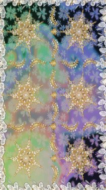 Doğu tarzı element. Davetiyeler, kartlar, web sayfası için Raster illüstrasyon. Altın desenli çiçek dekoru. Tarafsız ve gri renklerde altın element. Çizgi sanatı tasarım şablonu için sınırsız sınır.