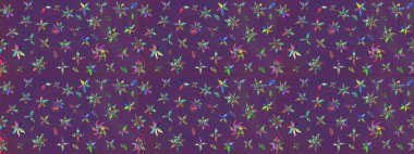 Süslü kumaş deseni. Raster illüstrasyonundaki çiçek desenli çizim. Düz Çiçek Elementleri Tasarımı. Renkli Bahar Teması çizim şablonu.