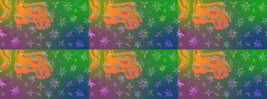 Raster Şirin kumaş deseni. Eskiz klasiği. Düz Çiçek Elementleri Tasarımı. Renkli Bahar Teması çizim şablonu.