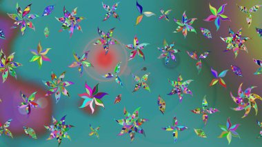 Renkli Yaz Temalı eskiz kalıbı. Düz Çiçek Elementleri Tasarımı. Sevimli çiçek raster deseni. Modaya uygun kumaş deseni.