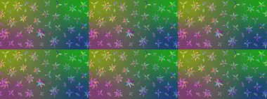 Yeşil ve mavi renkte çiçekler. Raster düz çiçek çizim deseni. Tasarım hediye paketi, tebrik kartları, posterler ve afiş tasarımı.