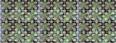 Gri ve yeşil renklerdeki altın desenli altın elementler. Raster geleneksel oryantasyon süsü. Kusursuz klasik altın desen.