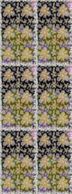 Duvar kâğıdı için altın süslü bir illüstrasyon. Çiçekli süslemeli, pürüzsüz bir desen. Gri renkli geleneksel Arapça dekor. Süslü dantel iz sürücü. Doğu tarzında vintage tasarım ögesi.