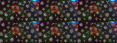 Renkli grunge, soyut arkaplanı kologri ve kahverengi çiçeklerle süslüyor. Nakış desenli çiçek deseni. İzler, kumaş, duvar kağıtları, tekstil için raster dokusu.