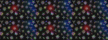 Ağaç dallı bahar çiçekleriyle desen, gri ve mavi renkler ve çiçek silueti. Raster deseni.