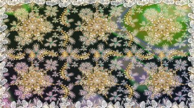 Noel, kar tanesi, yeni yıl 2019. Gri renklerde, altın elementlerle kusursuz klasik desen.