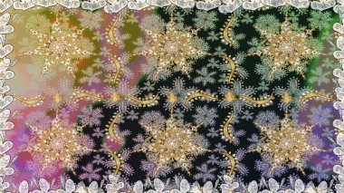 Altın elementli gri renkler. Raster altın çiçek süsü brokar kumaş ve cam desenli. Çiçek desenli altın metal. Kusursuz altın desen.