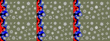 Çiçek izi. Çiçekler yeşilde ve suluboya stilinde nötr renklerde. Suluboya çizim deseni.