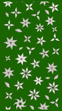 Raster illüstrasyonu. Yeşil ve nötr renklerde Asya tekstil tarzında. Suluboya çiçekli çiçek deseni.