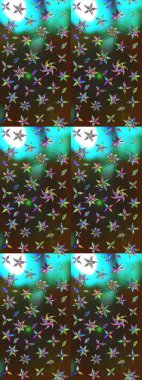 Düz Çiçek Elementleri Tasarımı. Renkli Bahar Teması eskiz kalıbı. Chichi 'nin kumaş kalıbını çiz. Raster illüstrasyonu. Çiçek deseni.