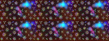 Kahverengi ve mor çiçekli bahar çiçekleri. Küçük çiçekte güzel bir desen. Moda baskıları için zarif bir şablon. Küçük renkli çiçekler. Motley illüstrasyonu.