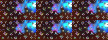 Raster illüstrasyonundaki çiçek desenli çizim. Suluboya tarzında kahverengi ve mavi renkte çiçekler.