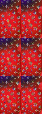 Raster illüstrasyonu. Kibar, yaz çiçekleri kırmızı ve kahverengi renklerde. Raster çiçek desenli ve çiçekli..