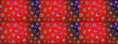 Raster illüstrasyonundaki çiçek desenli çizim. Kırmızı ve kahverengi renkte çiçekler.