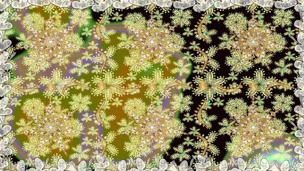 Raster geometrik arka plan. Tarafsız ve bej renklerde altın çiçekli altın desenler. Altın rengi, kusursuz çizim. Senin tasarımın için, duvar kağıdı..