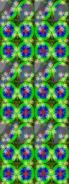 Raster illüstrasyonundaki çiçek desenli çizim. Renkli Yaz Temalı eskiz kalıbı. Düz Çiçek Elementleri Tasarımı. Yeşil ve mavi renkte çiçekler.