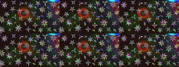 Renkli grunge, soyut arkaplanı kologri ve kahverengi çiçeklerle süslüyor. Nakış desenli çiçek deseni. İzler, kumaş, duvar kağıtları, tekstil için raster dokusu.