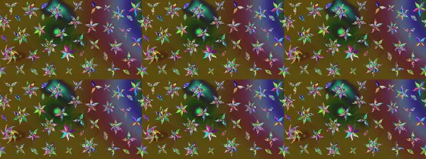 Düz Çiçek Elementleri Tasarımı. Renkli Bahar Teması eskiz kalıbı. Süslü kumaş deseni. Raster illüstrasyonunda çiçek deseni çizimi.