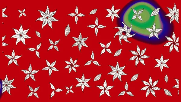 Parlak renkli fantezi çiçekleri, yapraklar, kırmızı ve nötr renklerde tomurcuklar kırmızı ve nötr. Suluboya el çizimi elementli çiçek çizimi deseni.