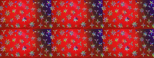 Raster illüstrasyonundaki çiçek desenli çizim. Kırmızı ve kahverengi renkte çiçekler.