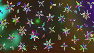 Raster illüstrasyonu. Suluboya tarzında kahverengi ve yeşil renklerde. Küçük çiçekli bahar deseni çiz.