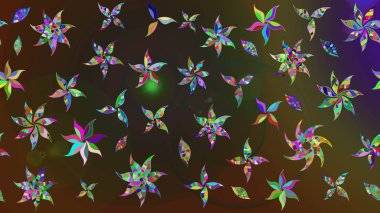 Raster illüstrasyonu. Moda baskısı, albüm, ambalaj kağıdı ve duvar kağıdı için zarif dekoratif süslemeler. Kahverengi ve gri renkli şirin çiçekler. Küçük çiçekli basit bir çiçek çizimi..