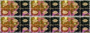 Çiçek deseni. Duvar kâğıdı barok, İspanyol kumaşı. Kusursuz raster arka plan. Kahverengi ve bej renklerde altın elementler. Şekil grafik deseni.