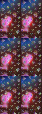 Küçük çiçekteki sevimli çiçek deseni. Kahverengi ve mor renkte çiçekler.