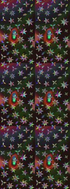 Çocuksu tasarım. Tekstil, kumaş, ambalaj, hatıra defteri için hoş bir çiçek arkaplanı. Arkaplanda. Elle çizilmiş karalama çiçekleri ile Raster çizim deseni.