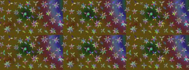 Çiçekli karalama şeklinde Raster çiçek deseni. Yumuşak, yeşil ve kahverengi renklerde bahar çiçekleri. Raster illüstrasyonu.