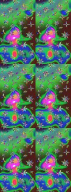 Çiçekli çizim şekli. Yeşil ve mavi renkte çiçekler. Renkli Bahar Teması eskiz kalıbı. Düz Çiçek Elementleri Tasarımı.