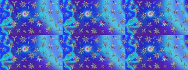 Çiçekli bahar çiçekleri. Küçük çiçekte güzel bir desen. Küçük renkli çiçekler. Moda baskıları için zarif bir şablon. Motley illüstrasyonu.