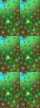 Sevimli çiçek raster deseni. Renkli çiçekler. Renkli Bahar Teması eskiz kalıbı. Düz Çiçek Elementleri Tasarımı.