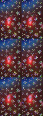 Çok kahverengi ve mor zarif küçük çiçekler ve kahverengi ve mor renkli komik böcekler, raster deseni, illüstrasyon.