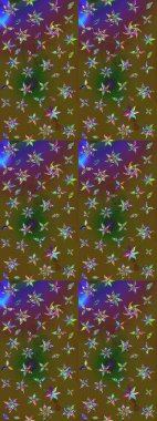 Raster çiçek desenli çiçek deseni, yapraklar, dekoratif elementler, sıçrama, lekeler, el çizimi kontur çizgileri ve Doodle çizim stili, grafik raster çizim çizimi.