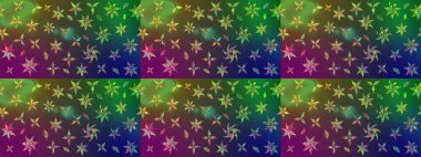 Çiçek desenli çizim. Raster illüstrasyonu. Asya tekstil tarzında. Güzel kumaş deseni. Renkli Bahar Teması eskiz kalıbı. Düz Çiçek Elementleri Tasarımı.