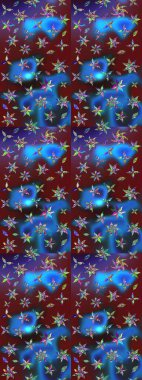 Raster düz çiçek çizim deseni. Hediye ambalaj kağıdı, tebrik kartları, posterler ve pankart tasarımı. Mavi ve kahverengi renkte çiçekler.