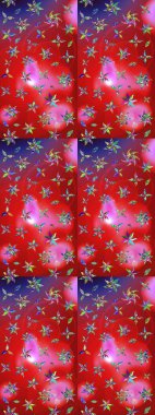 Raster illüstrasyonundaki çiçek desenli çizim. Kırmızı ve pembe renkte çiçekler. Renkli Bahar Teması eskiz kalıbı. Düz Çiçek Elementleri Tasarımı.