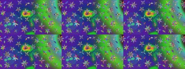 Çiçekli çizim şekli. Yeşil ve mavi renkte çiçekler. Renkli Bahar Teması eskiz kalıbı. Düz Çiçek Elementleri Tasarımı.