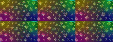 Varicolo Raster çizimi. Bir sürü soyut çiçekli tropik eskiz deseni. Küçük çiçekte sevimli çiçek deseni var..