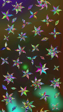 Suluboya tarzında kahverengi ve yeşil renklerde. Küçük çiçekli yay deseni çiz. Raster illüstrasyonu.