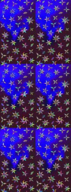 Modern, kahverengi ve mavi raster arka plan duvar kağıdı çizimi, klasik çizgili desenli desenli çiçekler, çiçekli süsler. Çiçekli el çizimi çizimi deseni.