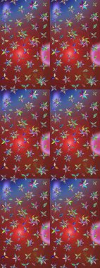 Düz Çiçek Elementleri Tasarımı. Sevimli çiçek raster deseni. Renkli Bahar Teması eskiz kalıbı. Kahverengi ve kırmızı renkte çiçekler.