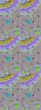 Çiçekli karalama şeklinde Raster çiçek deseni. Yumuşak, bahar çiçekli arka plan. Gri ve nötr renkte çiçekler.